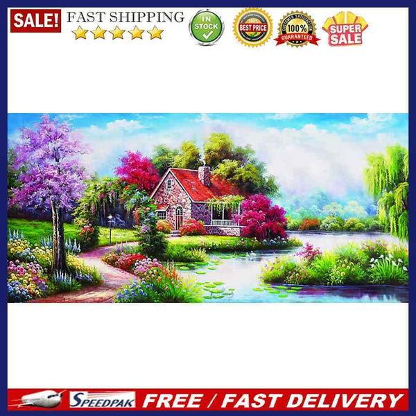 Cabin in Woods Oil Paint By Numbers Canvas Picture DIY Home Decoration Gift