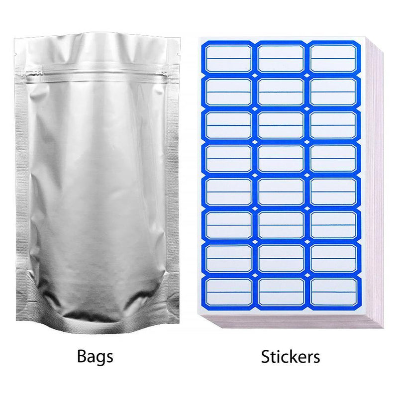 Mylar Bags - 100 Pcs Stand-Up Heat & Re-Sealable Bag for Packaging Products