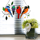 Color Birds on A Wire, Stained Glass  Window Hanging Panel (2) Newly