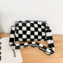 Fashion Plush Shoulder Bag Heart Print Underarm Bags Women Casual Purse Handbags