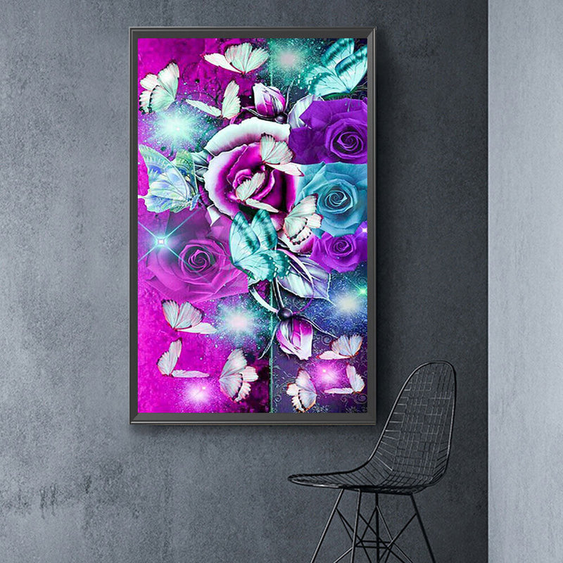 5D DIY Diamond Painting Butterflies Rose Kits Full Square Drill Wall Decor Craft