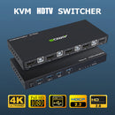 HDMI-compatible KVM Switch 4 Port 4K USB Switcher Splitter Box for Sharing