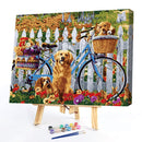 Bike and Dogs Oil Painting By Numbers DIY Paints On Canvas Picture Decor