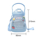 1300ml Large Capacity Cute Girl Water Bottle Plastic Straw Water Cup (Blue)