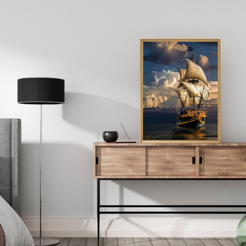 Oil Paint by Numbers Sailboat Canvas Artwork Living Room Picture Decoration Kit