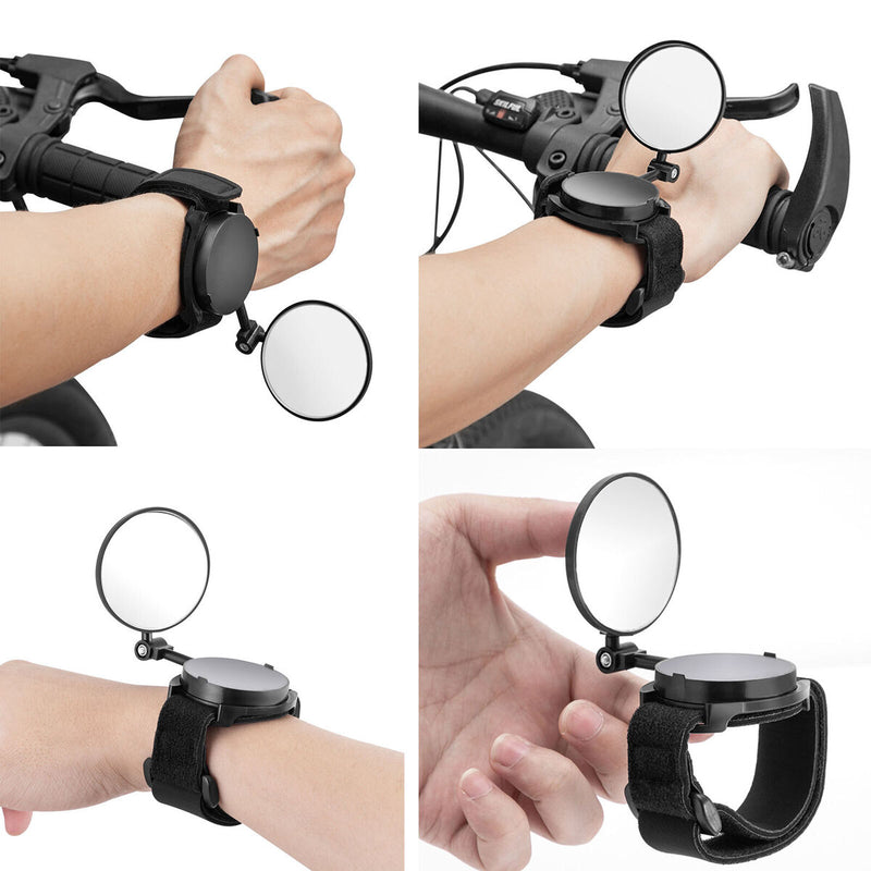 Bicycle Rear View Mirror with Wrist Strap Adjustable Arm Protection Wrist Newly