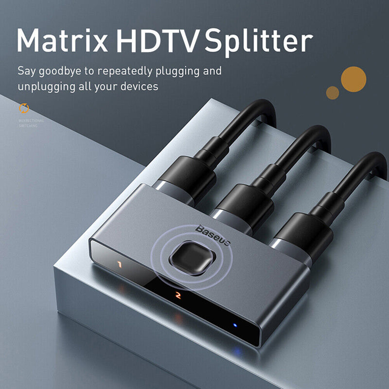 Baseus Matrix Bi-Directional 4K HDMI Switch 1 in 2 Out HDMI Switch Splitter