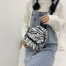 Fashion Canvas Zebra Print Backpack Casual Travel School Women Mini Knapsacks