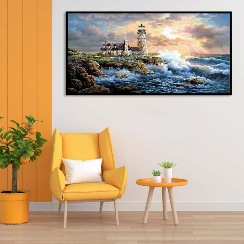 11CT Counted Full Cross Stitch Lighthouse DIY Cotton Thread Wall Art Home Crafts