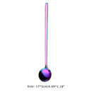 Long Handle Spoon Stainless Steel Coffee Scoop Dessert Teaspoon (Colorful) Newly