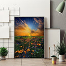 Flower Sunrise Drawing Frameless DIY Oil Paint by Numbers Canvas Home Decor