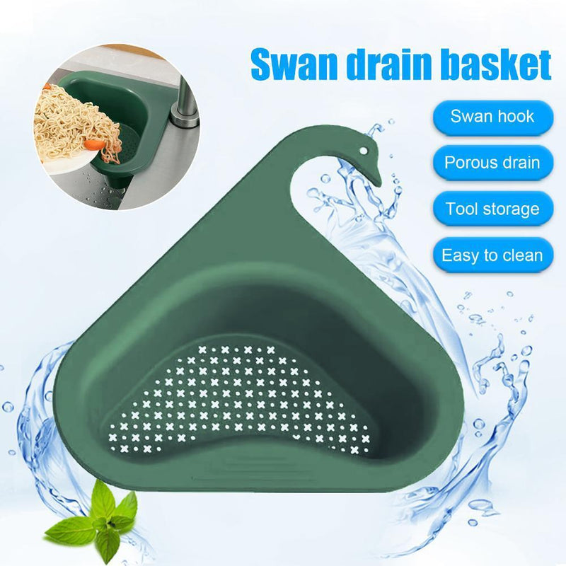 Colander Sink Strainer Kitchen Sink Shelf Faucet Hanging Drain Rack (Green)