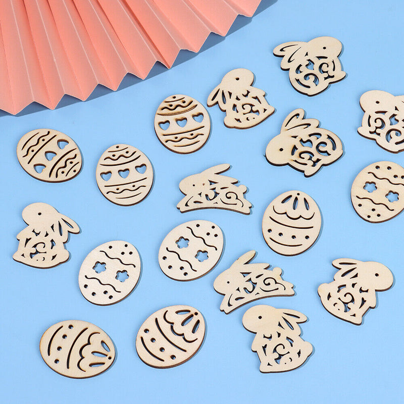 Easter Decorations Easter Wood Chips Hanging Ornaments Easter Rabbit Eggs