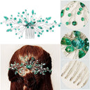 Headpiece Crystal Tiara Hair Pin Green Crystal Leaf Bridal Clips Hair Combs