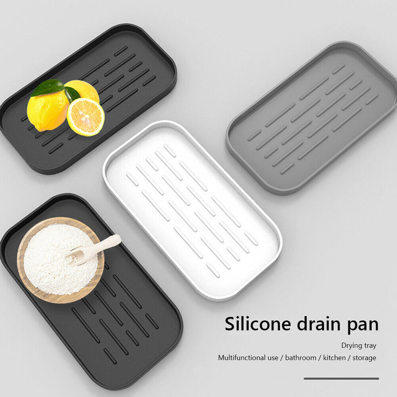 #A Silicone Kitchen Sink Drain Tray Organizer Non-slip Countertop Storage Holder