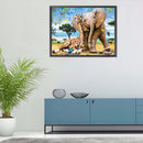 5D Full Round Drill Drawing Picture Elephant Giraffe Diamond Painting Ornam