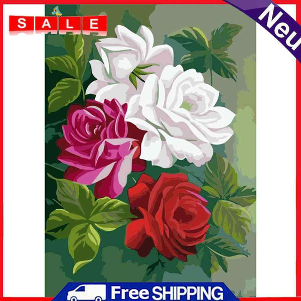 Painting By Numbers Flower Hand Painted Oil Drawing Wall Picture DIY Decor Kit