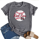 Independence Day Print Baseball Letter T-Shirt (Grey M)