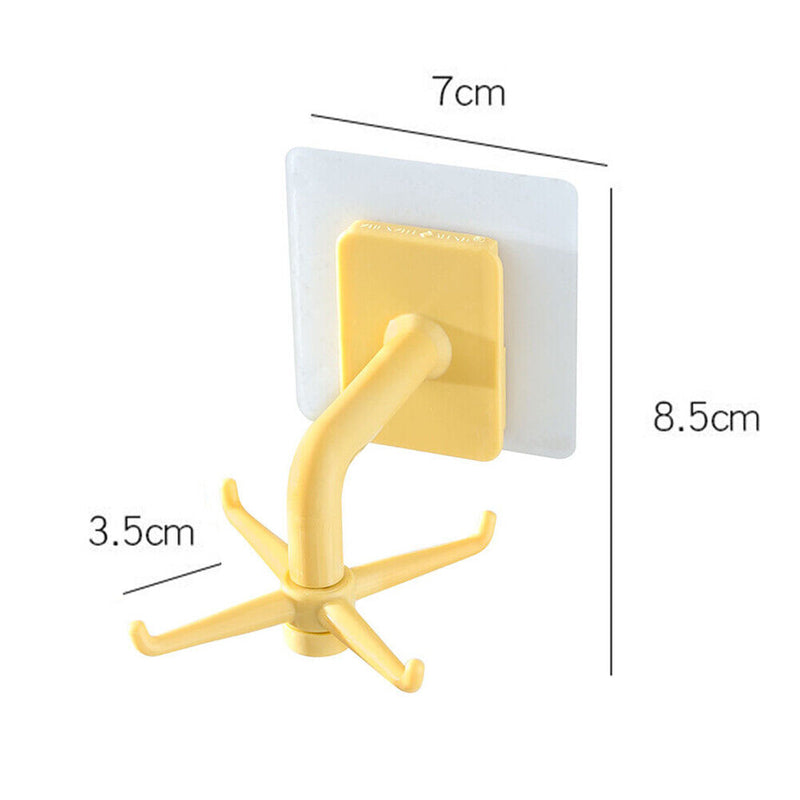 360 Degrees Rotated Kitchen Hooks Adhesive 6 Hooks Wall Door Clothes Bag Hanger