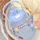 1300ml Large Capacity Cute Girl Water Bottle Plastic Straw Water Cup (Blue)