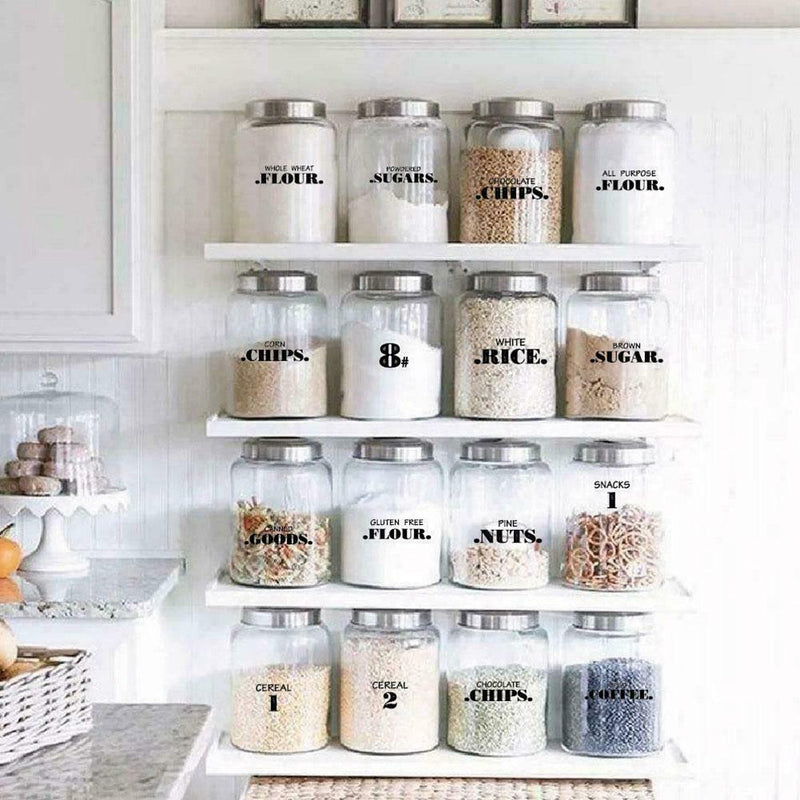 132Pcs Kitchen Pantry Labels Transparent Waterproof Labels DIY Jar Stickers