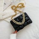 Women Simple Chain Plaid Grid Single Shoulder Bag Female Daily Messenger Bag