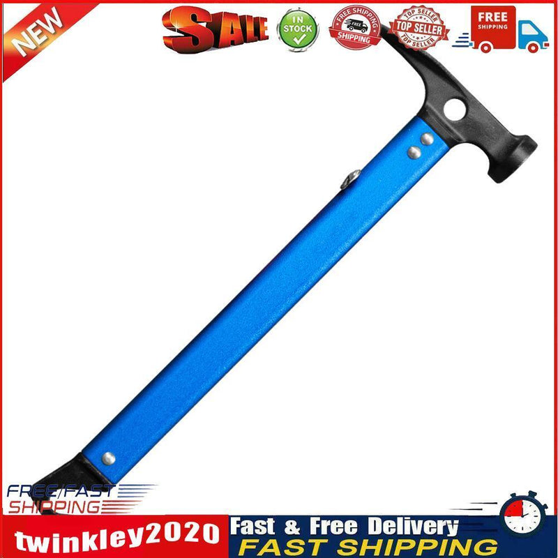 Outdoor Camping Tent Peg Hammer Steel Hiking Stakes Nail Puller (Blue) Newly