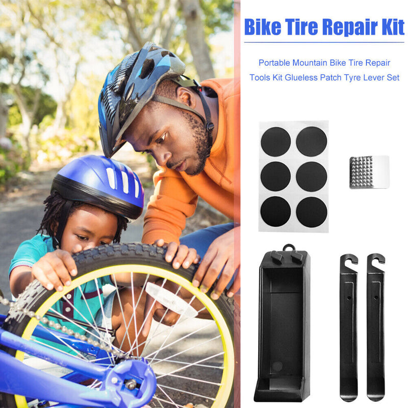 Portable Mountain Bike Tire Repair Tools Kit Glueless Patch MTB Repair Tool