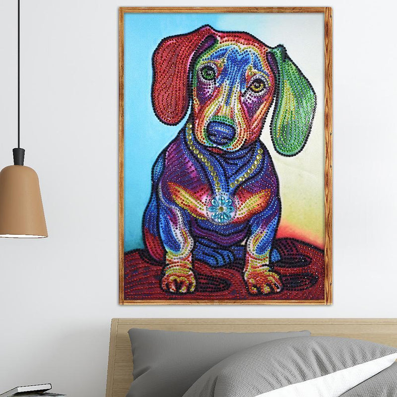 5D DIY Special Shaped Diamond Painting Colorful Dog Cross Stitch Embroidery
