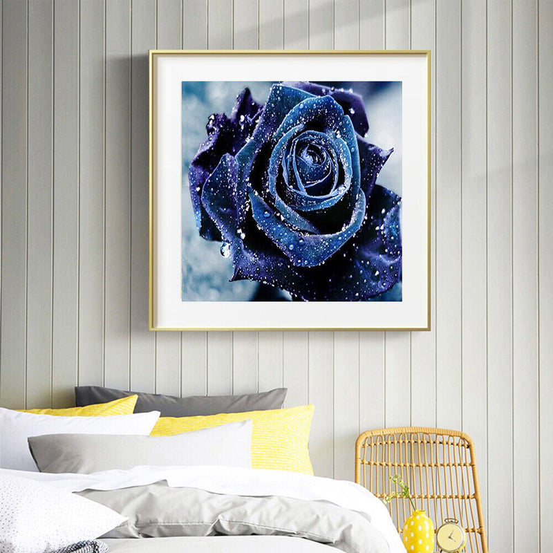5D Full Drill Diamond Painting DIY Purple Rose Rhinestone Picture Decor Poster