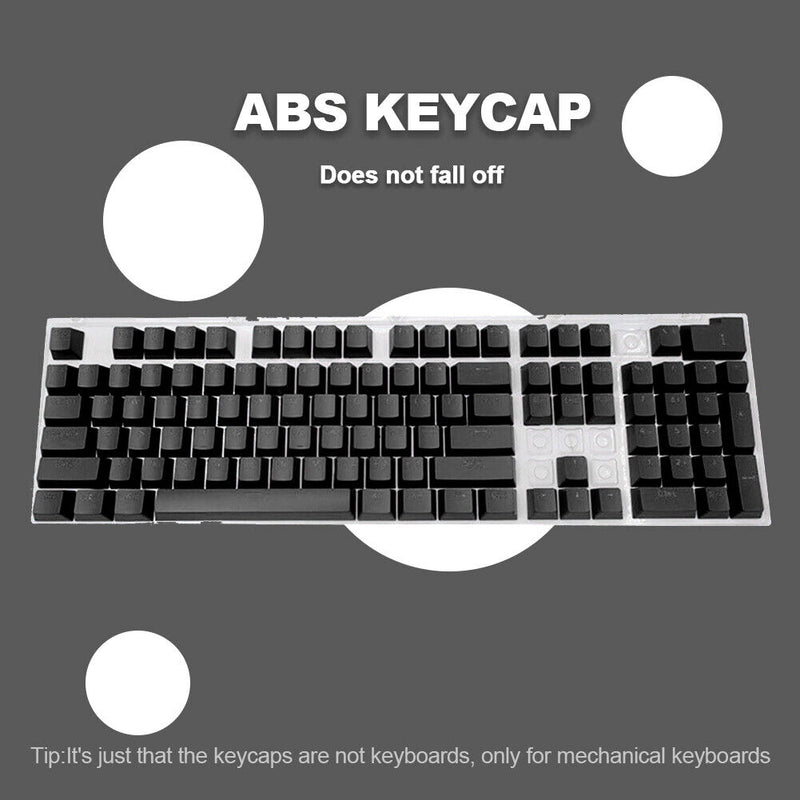 104pcs Universal Mechanical Keyboard Keycaps PC Bakclit Key Cap Set (Black)