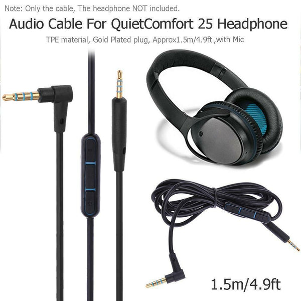 1.5m Audio Cable Wire With Mic 2.5mm Male to 3.5mm Male For Bose QC25 Headphone