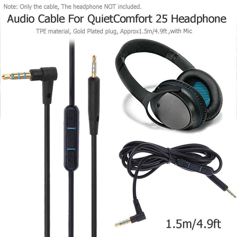 1.5m Audio Cable Wire With Mic 2.5mm Male to 3.5mm Male For Bose QC25 Headphone