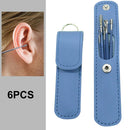 6pcs Ear Wax Picker Kit Health Care Curette Earpick Household Tool (Blue)