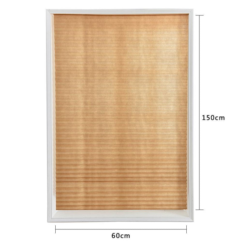 Self-Adhesive Pleated Blinds Half Blackout Window Curtains (Brown 60X150cm)