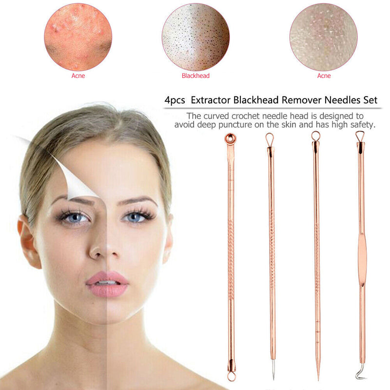 4pcs Practical Blackhead Remover Beauty Squeeze Tools Spots Acne Needle Kit