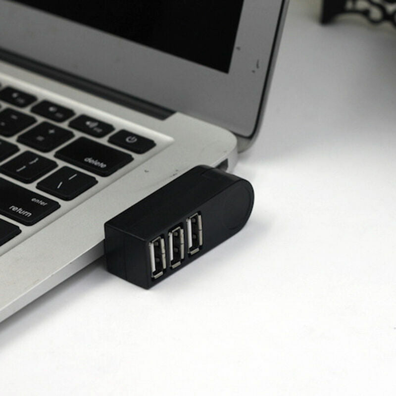 Mini 3 Port USB 2.0 Rotate Splitter HUB High Speed Laptop Expansion R6A9