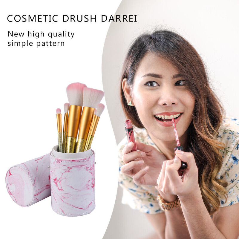 Portable PU Leather Makeup Storage Holder Cosmetic Brush Pen Cup Box (B) Newly