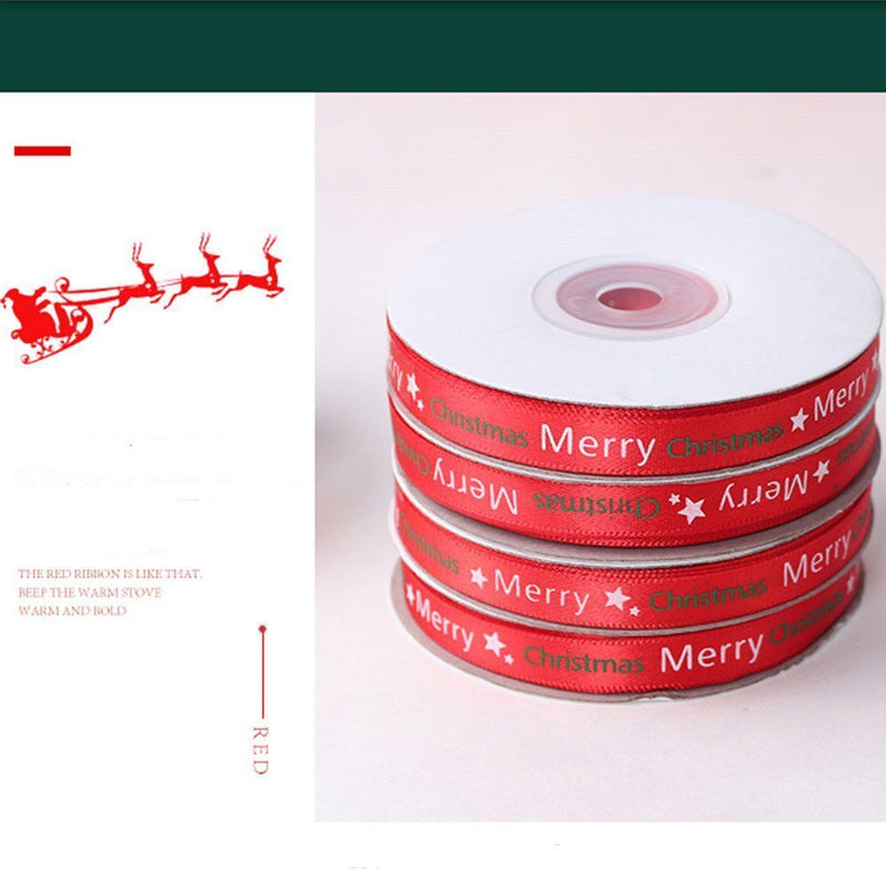 Decoration Ribbon 1cm*22m Gift Wrapping Ribbon Christmas Letter Ribbon