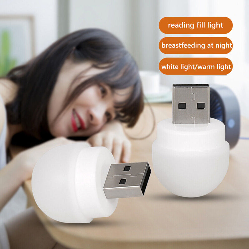 USB Plug Lamp Computer Mobile Power Charging USB Night Light (4pcs-White) Newly
