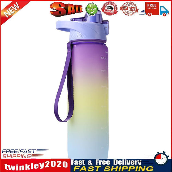 Outdoor Water Bottle with Straw BPA Free Gradient Drinking Cup (Purple) Newly