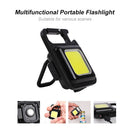 Mini Flashlight Keychain COB LED Pocket Work Light Corkscrew for Outdoor Camping