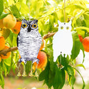 Bird Scare Owl - Hanging Bird Repellent with Bell for Garden Window (White)