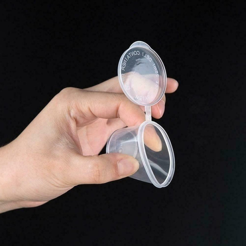 100x/Set Small Plastic Sauce Cups Food Storage Containers Clear +-Lids B hot.