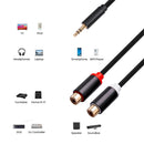 3.5mm Male to 2RCA Female Jack Stereo AUX Audio Cable for DVD Player Amplifier