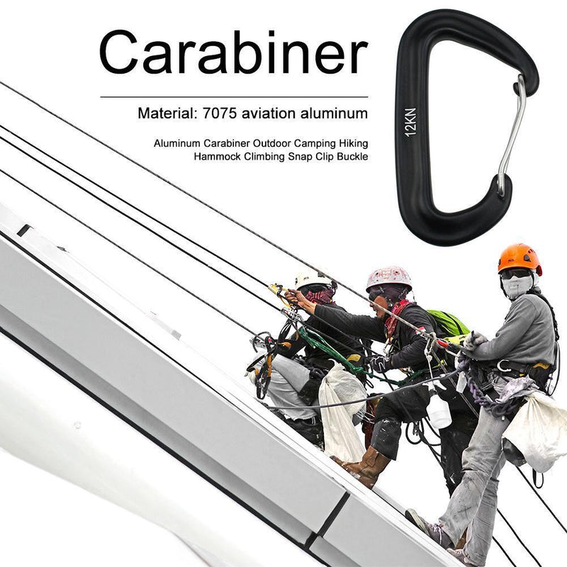 5pcs Aluminum Carabiner Outdoor Camping Hammock Climbing  Buckle (Black)