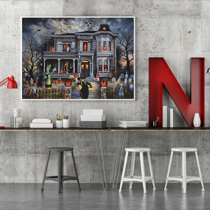 Halloween Haunted House Paint By Numbers DIY Frameless Picture On Canvas