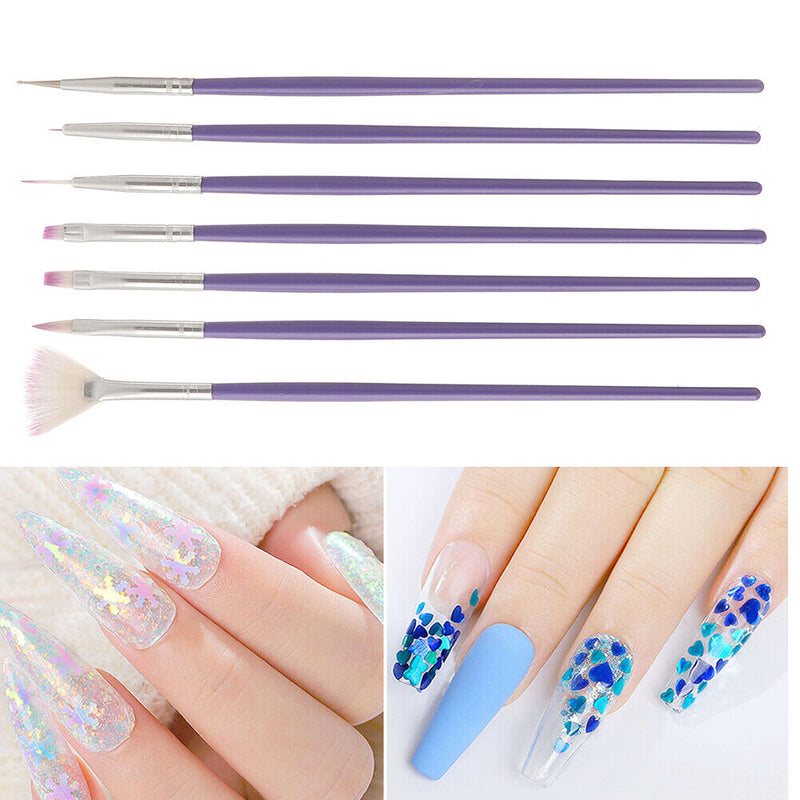 7pcs Gel Nail Painting Pen Polish Drawing Carving Nail Art Brush Manicure T