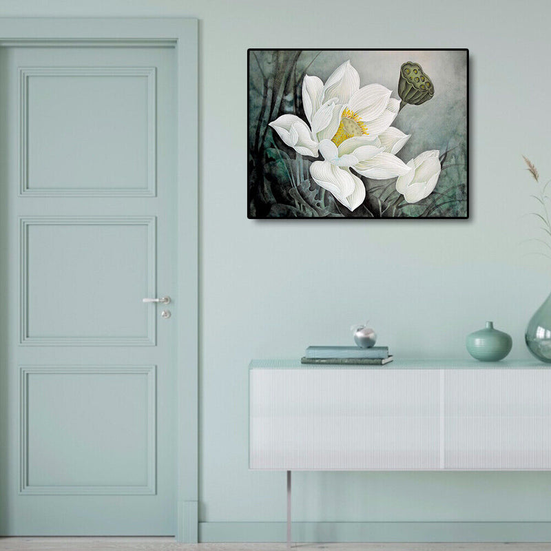 Lotus Flower Hand Painted Painting By Numbers DIY Canvas Oil Art Drawing Kit