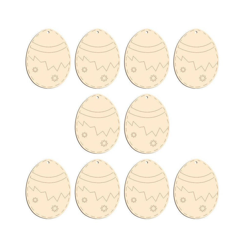DIY Craft Easter Decorations Hanging Ornaments Drawing Wood Slice Easter Eggs